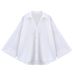 Women's Fashionable Casual Striped Shirt Spring/Summer European American Style Collared Wide Sleeved Blouse Regular Fit Polyester_ecoleips.com
