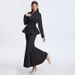 New Spring Collection European And American Women's Floral Beaded Long Sleeved Top And Fishtail Skirt Set_ecoleips.com