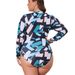 Aria Basics Cross-border 2024 European And American Foreign Trade New High-neck Long-sleeve Zipper Plus-size One-piece_ecoleips.com