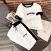 Queen Style Printed Short-Sleeve Top & Wide-Leg Pants Set (Black/White, S-XL) – Casual Comfort Outfit For Women_ecoleips.com