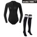 Aria Basics 2mm Macaron Women's Diving Suit One-piece Surfing Long Sleeve Top Snorkeling Wetsuit Warm Cold-proof Sunscreen Set_ecoleips.com