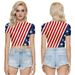 2021 New . Women's Clothing Cross-Border American Independence Day Print Slim-Fit Short-Sleeve Cropped T-Shirt_ecoleips.com