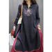 Chinese Cotton-Linen Vintage National Style Dress, Heavy Work Embroidery, Ethnic Summer Loose Skirt, Mid-Length Three-Qu_ecoleips.com