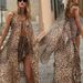 Women's Clothing Spring And Summer New Chiffon Printed Sling Dress INS Holiday Loose Leopard Print Two-piece Set_ecoleips.com