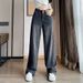 Women's Clothing New Wide Leg Jeans For Women Large Size High Waist Casual Loose Wide Leg Straight Floor Length Pants For Women_ecoleips.com