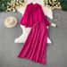 Women's Clothing Round Neck Lantern Sleeve Shirt Top Suit High Waist Slim Lace Patchwork Skirt_ecoleips.com