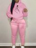 Women's Autumn And Winter Fashion Casual Heart Gesture Print Thick And Plush Warm Hooded Sweatshirt+sports Pants Set-782_ecoleips.com
