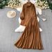 Women's French Style Rhinestone Two Piece Set Mid Length Collared Sun Protective Shirt & Loose Fitting Skirt Sophisticated Casual Fashion_ecoleips.com