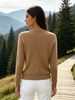 Khaki Cable Pit Rib Knit Cardigan, Loose Lightweight Breathable Soft Skin-touch Button Long Sleeve Jacket_ecoleips.com