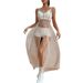 Ins Style Streetwear Camisole Bikini Cover-Up Star See-Through Mesh Sexy Slim Dress_ecoleips.com