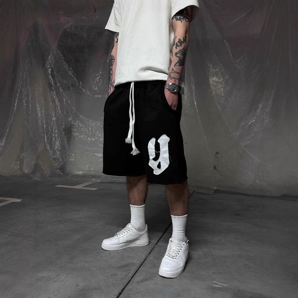 Unisex Casual Wide Leg Shorts American High Street Style Y2K Trendy Hip Hop Sporty Letter Print High Waist Bottoms for Women_ecoleips.com