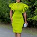 Women's Clothing New Fashion Sexy Lotus Sleeve Beaded Party Dinner Dress _ecoleips.com