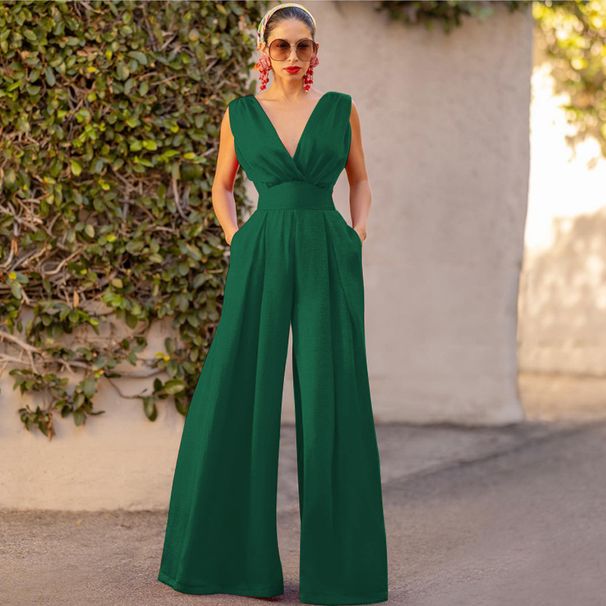 Women's Clothing Fashion Summer New Slim Jumpsuit High Waist Slimming Jumpsuit Straight Wide Leg Pants For Women_ecoleips.com