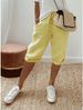 Aria Basics Aria Basics 2023 European And American Cross-Border Independent Station Cotton Linen Pocket Elastic Casual Women's Five-Point_ecoleips.com