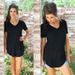 Summer Women's Clothing V Neck T-Shirt Short Sleeve Loose Fit Solid Color Plus Size Top_ecoleips.com