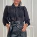 Women's Clothing mature style pure color perspective sexy mesh versatile shirt suit_ecoleips.com