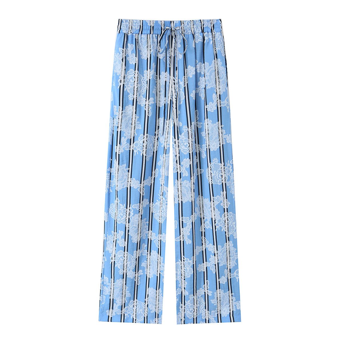 HH Women Summer Spring Fashion Trousers Confortable Vacation Elegant Hight-Rise Loose Casual Pants Women Drawstring Waist Pants_ecoleips.com