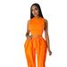 Women's Round Neck Sleeveless Top Wih Lace Drawsring Two-Piece Se High Wais Slimming Fashion Long Pans Tassel_ecoleips.com