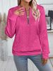 Women's Casual Long Sleeve Sweatshirt Autumn/Winter Zipper Neck T-Shirt Solid Color Elegant Fashion Polyester_ecoleips.com