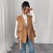 Women's Plus Size Loose Fit Sleeveless Layered Vest – Solid Color Tie Waist Outerwear For Autumn & Winter_ecoleips.com