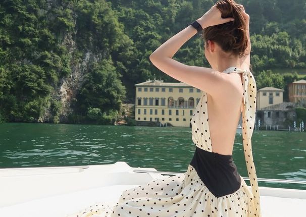 European And American Cross-border Women's Clothing 2025 Summer New Polka Dot Halter Neck Sexy Backless Slim-fit_ecoleips.com