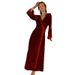 Voya Lace Edge Morning Robe For Bride Bridesmaids, Velvet Long Nightgown, Spring And Autumn Wedding Red Pajamas_ecoleips.com