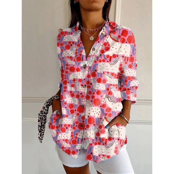 2025 New Women's Summer Trendy Long Sleeve Floral Print 3 Shirt_ecoleips.com