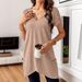 Oversized V-Neck Pocket T-Shirt For Women, Casual Longline Cotton-Blend Tee For Streetwear And Daily Outfits_ecoleips.com