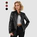 Women's Clothing New Autumn Slim Women's Stand Up Collar Slim Jacket Leather Jacket Women's Custom Pattern Making_ecoleips.com
