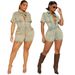 Women's High-Waisted Stretch Denim Jumpsuit – Slimming Short-Sleeve Romper With Washed Finish (Light Blue/Yellow, S-2XL)_ecoleips.com