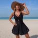 Women's Clothing Large Skirt One Piece Swimsuit Button Detail Chinese Style Summer Sexy Swimwear_ecoleips.com