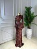 Spot European And American Dresses 2026 Spring INS Temperament Pleated Ribbon Round Neck Long Sleeved Printed Slim Fit Dress Long Skirt_ecoleips.com