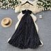 Women's Clothing Polka Dot Halter Neck Backless Dress Style Black V Neck Slim Waist Long Dress For Women Sexy High End Feel_ecoleips.com