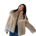 Women's Faux Fur Jacket With Oversized Lapel, Short Puffy Coat, Winter Fashion Outerwear, Fluffy Faux Fox Fur Collar, Street Style, Elegant & Trendy_ecoleips.com