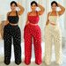 Women's Boho Chic Wide-Leg Pants Set Flowy Fringe Polka Dot Casual Comfort Clothing_ecoleips.com