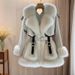 luxury fur coat for women, winter w longline open front jacket, soft fluffy cozy oversized cardigan, elegant streetwear style (white/coffe)_ecoleips.com