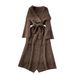 Oversized Knit Cardigan Dress – Winter-Ready Wrap Style With Wide Lapels (Dark Gray/Brown, One Size Fits Most)_ecoleips.com