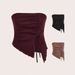 Women's Clothing Summer New Style Drawstring Slit Irregular Waffle Slim Fit Tube Top Vest Top_ecoleips.com