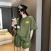 Women's Summer Sportswear Set Cute Playful Gray Short Sleeve T-Shirt And Shorts Two Piece Casual Chic Outfit_ecoleips.com