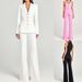 Women's Clothing Women's Autumn Winter Long Sleeve Blazer Vest Pants Three-Piece Suit - Stylish Casual Office Wear In Pink, Black, White_ecoleips.com