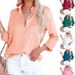 Aria Basics Aria Basics In-stock European And American Women's Clothing 2023 Spring New Satin Long-sleeve V-neck Office Business Shirt_ecoleips.com