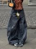 Black Jeans Women Vintage High Waisted Cargo Jeans Straight 2025 Summer Casual Loose Big Size Wide Leg Denim Baggy Pants Y2K_ecoleips.com