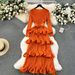 Women's Clothing High End Banquet Dress High End Luxury Niche Ruffle Cake Skirt Heavy Pleated Slim Long Dress_ecoleips.com