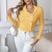 "The Rebel Pearl Sweater: Viscose V-Neck With Asymmetric Pearl Accents – Streetwise & Sculpted (S-L, Sunbeam Yellow)_ecoleips.com
