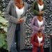 Chunky Knit Cardigan Women’s Oversized Longline Open Front Sweater Coat With Cable Stitch & Pockets (V-Neck, Hooded/Non-Hooded)_ecoleips.com