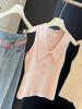 Women's High-End Polo Collar Ice Silk Knitted Vest Sleeveless Top Slim Fit Lapel New Summer Style_ecoleips.com