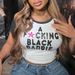 BLACK Summer New Style Color-Block Letter Print Round Neck Short Sleeve Cropped Women's T-Shirt_ecoleips.com