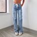 Women's Clothing Straight Jeans Casual Lace Up Multi Pocket Functional Overalls_ecoleips.com