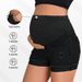 K New Minimalist, Fashionable, Casual High Waisted, Adjustable Belly Support, Perforated Denim Shorts For Pregnant Women_ecoleips.com
