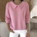 Women's Casual V-Neck Long Sleeve Top – Loose Fit, Solid Color, Lapel Design (S-4XL, Multiple Colors)_ecoleips.com
